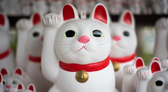 Безчет котки "приветстват" посетителите на храм в спокойния токийски район