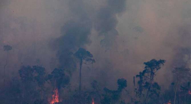 Бразилски военни самолети започнаха да обливат с вода горящите тропически