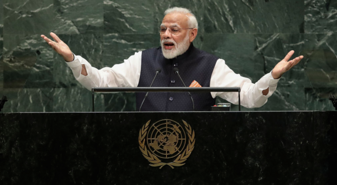 Премиерът на Индия Нарендра Моди произнесе днес реч пред Общото