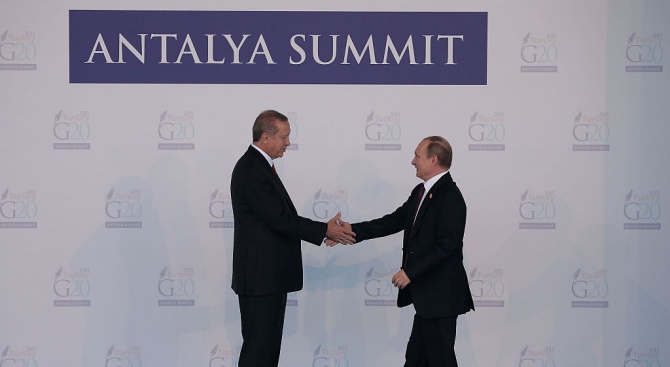 Срещата между руския президент Владимир Путин и турския държавен глава