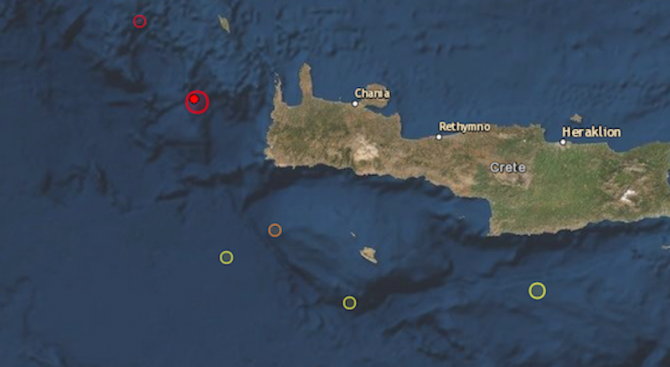 Силно земетресение разтърси гръцкия остров Крит. Земният трус е с